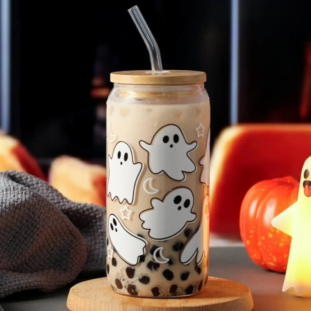 NWT Ghost-Themed Glass Tumbler
